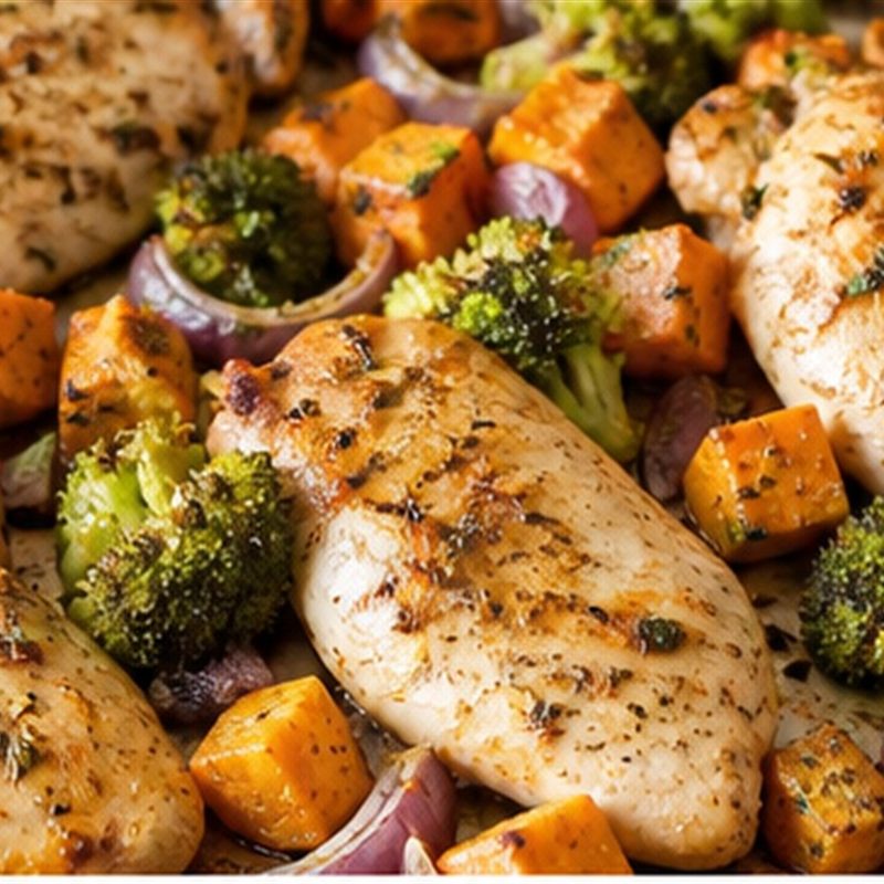 Sheet-Pan Chicken with Sweet Potatoes